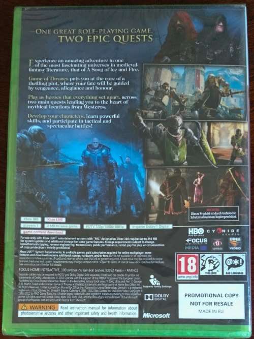 Game of Thrones - Xbox 360 (Promotional Copy)