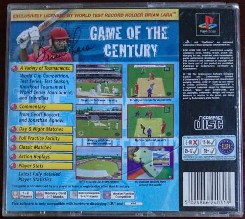 Brian Lara Cricket - PS1 (Retro)