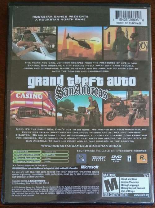 Grand Theft Auto San Andreas - Xbox (NTSC / American)(Platinum Hits Disc)(Retro)