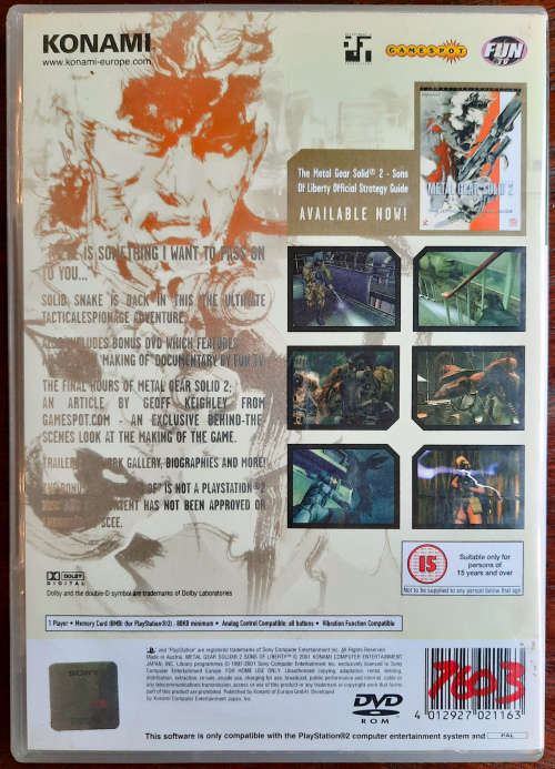Metal Gear Solid 2: Sons of Liberty (Including bonus disc) - PS2