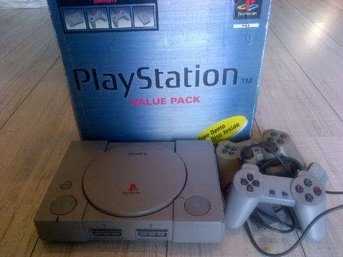 Boxed PS1 Console and 2 Controllers