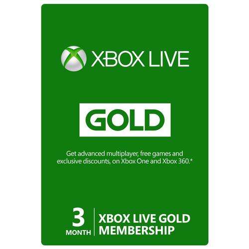 Xbox Live 3 Month Gold Membership Xbox 360 / Xbox One (Sealed)