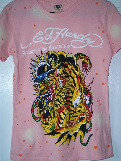 Ed Hardy Pink shirt with Tiger LATE LISTING