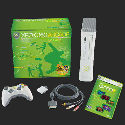 Xbox 360 Pro, wireless controller, arcade games and 2x 256MB memory cards