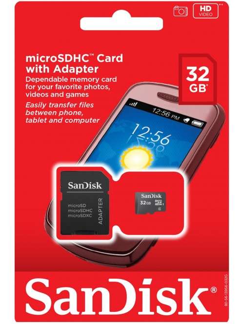 Sandisk 32Gb Micro SD Card with SD Adaptor - SDHC