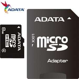 Adata 8Gb Micro SD Card with SD Adaptor - Class 4