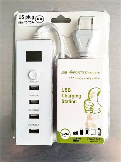 4 Port USB Charging Station with EU 2-Pin Plug