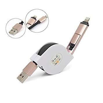 2 IN 1 Retractable Charging Data Sync Cable Cord - MICRO AND IOS
