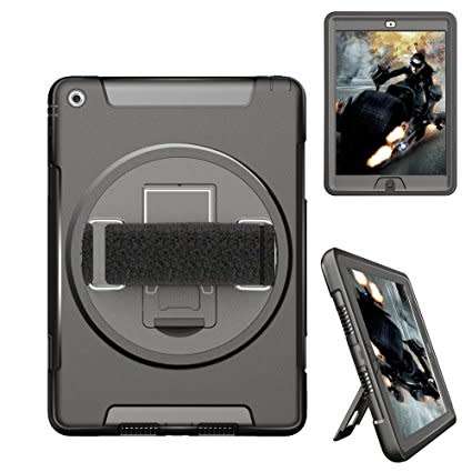 iPad Air 2 (A1566 / A1567) Shockproof 360 Degree Rotating Cover With Strap & Adjustable Stand