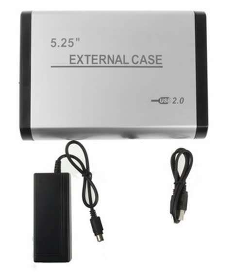 5.25 inch IDE USB 2.0 HDD External Case , With 2.0A Power  -  BLACK