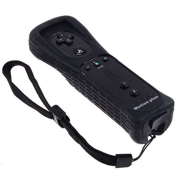 Wii Remote with Motion Plus with Sleeve & Strap - Black