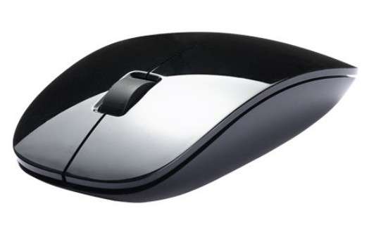Super Flat Ultra Thin Wireless Optical Mouse USB - Shiny Black
