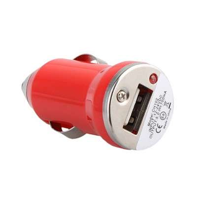 USB Mini Car Charger Red - Lighter Socket USB --- 5v 1A