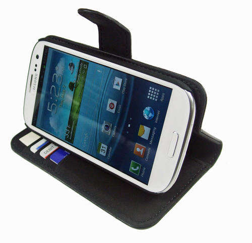 Black Wallet Cover for Samsung Galaxy S3 i9300 + Stylus + Screen Protector