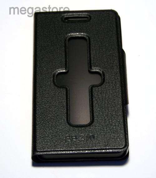 Blackberry Z10 Cover - Black Cross Design - Answer & Talk without Opening