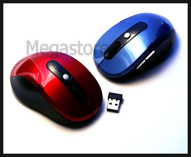 Wireless Optical Mouse USB - Red or Blue