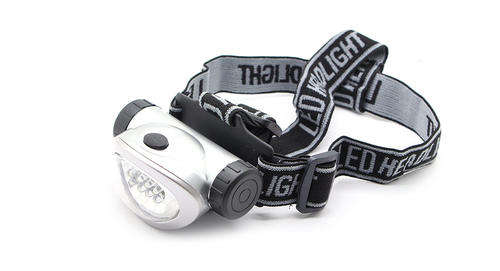 Super Bright 8 LED Headlamp - Silver / Black with Adjustable Headband