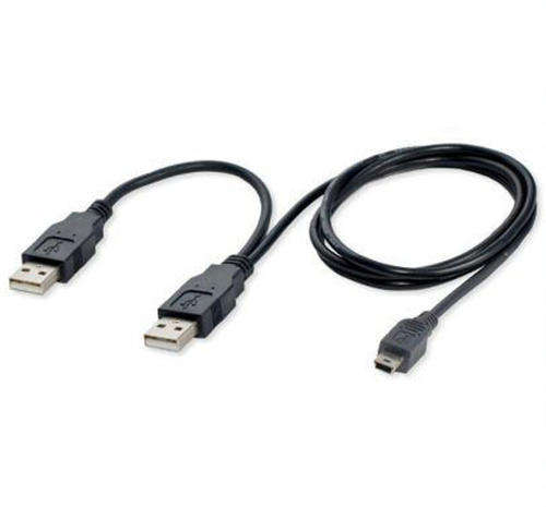 USB Cable Dual Power 2 x Type A to mini B USB - Portable Hard drive Cable