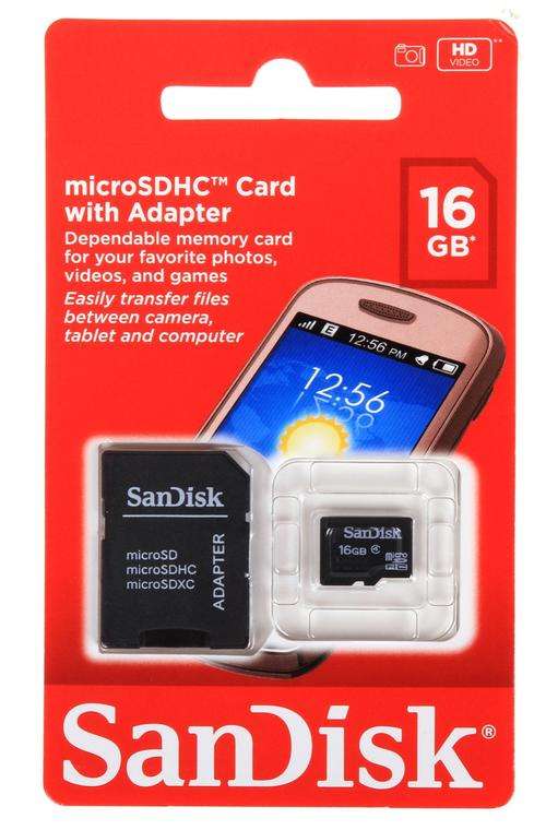 Sandisk 16Gb Micro SD Transflash Card with SD Adaptor - SDHC Sandisk
