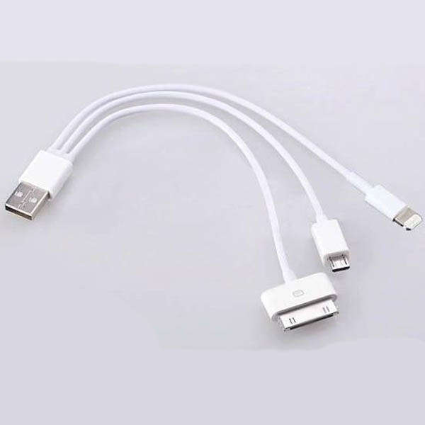 3 in 1 USB Charging Cable to Iphone Ligtning + Micro USB + Samsung Galaxy Tab