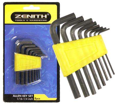 Zenith Allen Key set - 8 Piece 1/16 to 1/4 inch