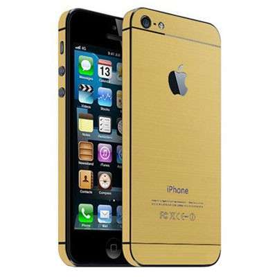 Iphone 5 or 5s Custom Gold Metal finish Sticker protective Sticker Set
