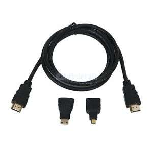 3 in 1 Full HD 1080P HDMI Cable Adaptor Kit (HDMI Cable + HDMI to Mini and to Micro HDMI Adaptor)