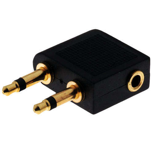 3.5MM Stereo 2 x Male to Female Flight Adapter / Converter - Aeroplane Headphone Plug