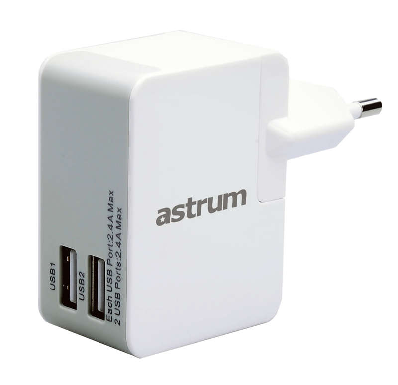 Dual USB wall charger - 5V 2.4A Output