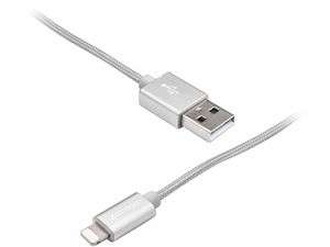 USB Silver Braided Lightning Cable for Iphone 5 Ipad 4 Ipod 5th Gen