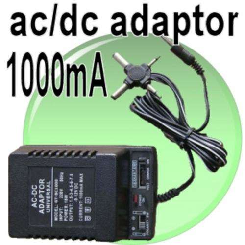 AC/DC Adaptor 1000mA with 6 way Output plugs