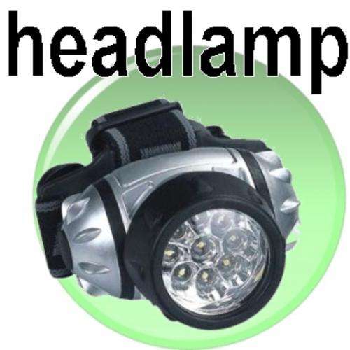Super Bright 7 LED Headlamp - Silver / Black with Adjustable Headband
