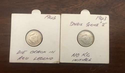 2 x RARE ERROR ( VARITY) 1943 3D coins