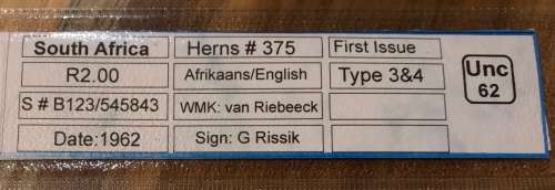 GRADED UNCIRCULATED R2 RISSIK BANK NOTE