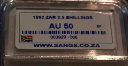 1892 ZAR HALF CROWN ( AU 50 )