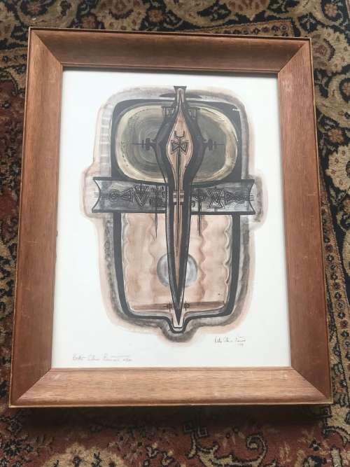 BETTIE CILLIERS- BARNARD ( 1914 - 2010 )  ABSTRACT WITH CROSS