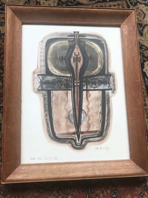 BETTIE CILLIERS- BARNARD ( 1914 - 2010 )  ABSTRACT WITH CROSS