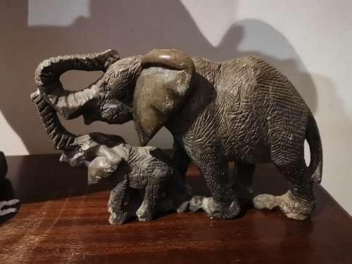 HEAVY STONE ELEPHANT SCULPTURE