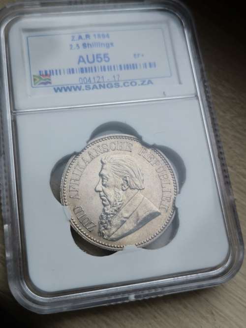 WOW ( 1894 ZAR HALFCROWN AU 55) VERY HIGH GRADE
