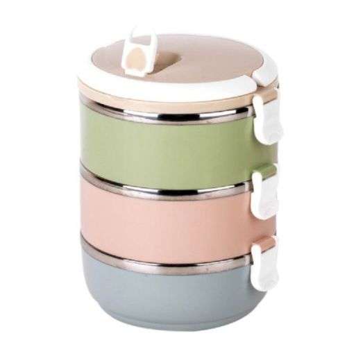 3 layer 2.1Litre Stainless Steel Lunchbox
