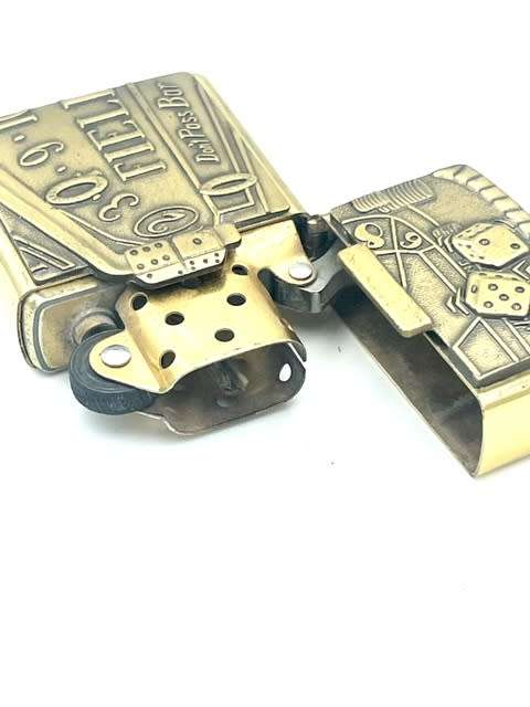 Zippo Barrett Smythe Craps / Dice Solid Brass Vintage Lighter