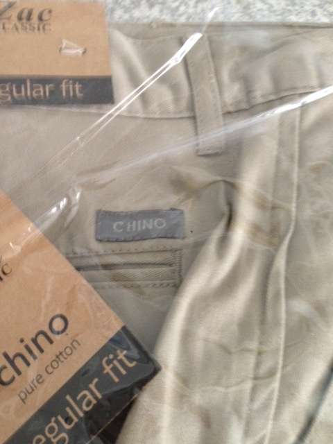 Men Chino Regular Fit Pants Beige Size 38