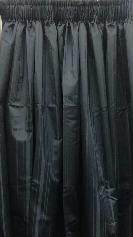 *SATIN STRIPE BLACK SELF LINED CURTAIN *225 METRES WITH A 218 DROP!!