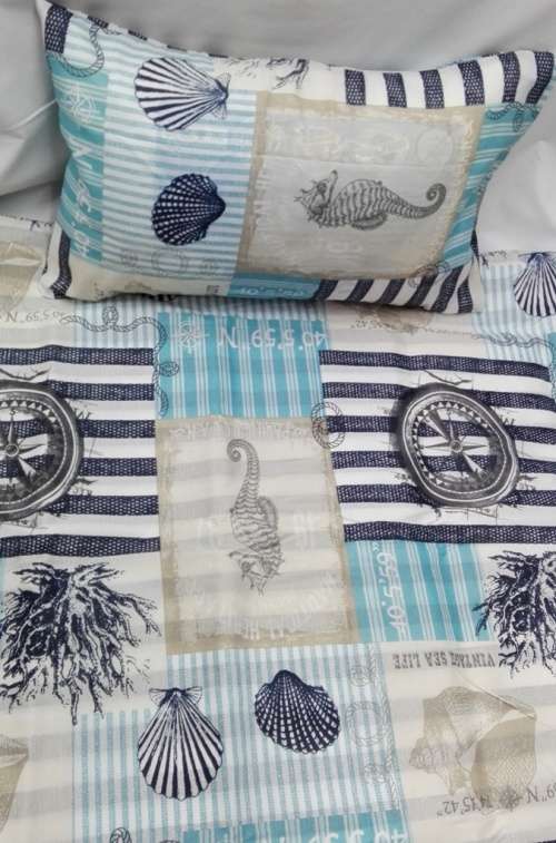 Seashell Marine Blue Queen Duvet Cover Set