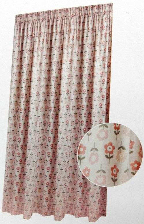 Cotton Cluster Pink 230*218 Lined Curtain