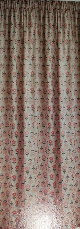 Cotton Cluster Pink 230*218 Lined Curtain