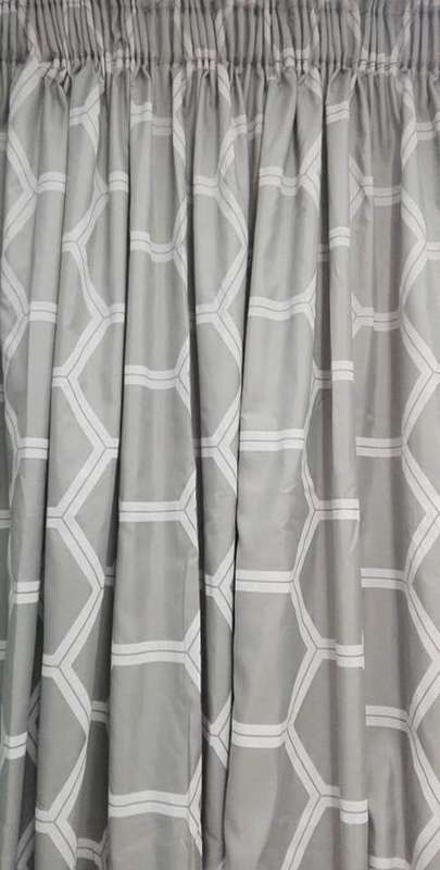 Microfibre Honey Comb Grey 230X218 Taped Curtains