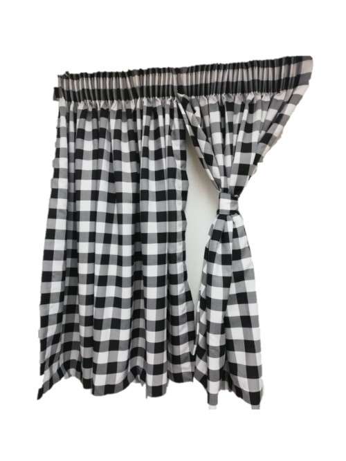 Kitchen Black Check 300X120 Curtain