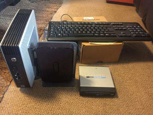 HP T510 THIN CLIENT+WIFI ROUTER+LINKSYS SWITCH+HP KEYBOARD&MOUSE