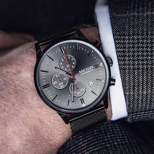 Jedir/Megir Black Chronograph Watch ***Local Stock***